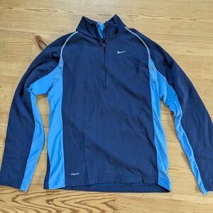Nike Fit Thermal Navy & Light Blue Half-Zip Running Top - Men's Size Small